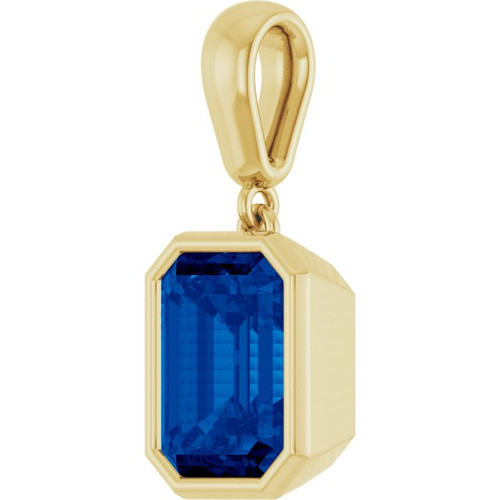 14K Yellow Lab-Grown Blue Sapphire Pendant