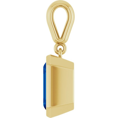 14K Yellow Lab-Grown Blue Sapphire Pendant