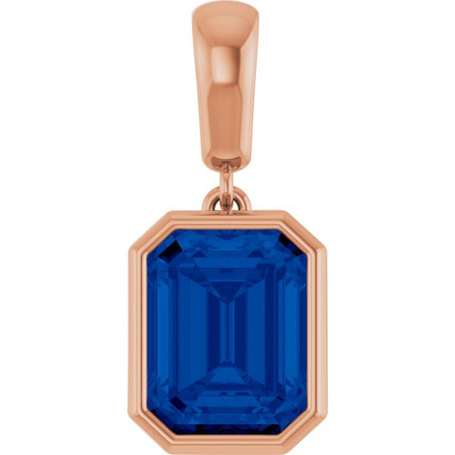 14K Rose Lab-Grown Blue Sapphire Pendant