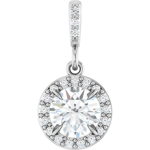14K White 5/8 CTW Lab-Grown Diamond Halo-Style Pendant