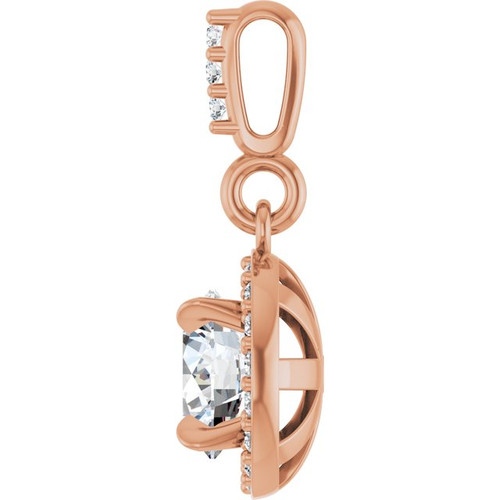 14K Rose 5/8 CTW Lab-Grown Diamond Halo-Style Pendant