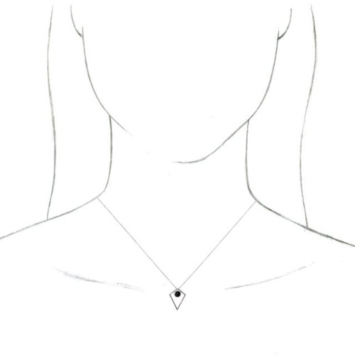 Sterling Silver Natural Black Onyx Cabochon Pyramid 16-18" Necklace