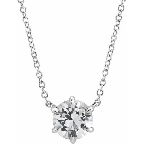 Sterling Silver Natural White Sapphire Solitaire 18" Necklace