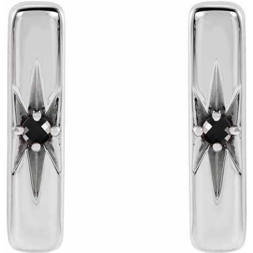 Sterling Silver Natural Black Onyx Bar Earrings |$236