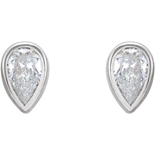 14K White 1/5 CTW Lab-Grown Diamond Bezel-Set Earrings
