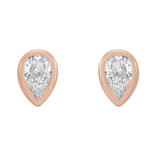 14K Rose 1/10 CTW Lab-Grown Diamond Bezel-Set Earrings