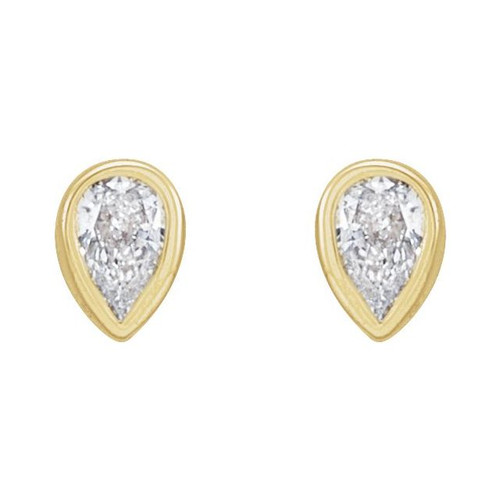 14K Yellow 1/10 CTW Lab-Grown Diamond Bezel-Set Earrings