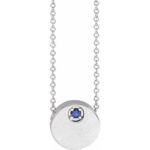 Sterling Silver Natural Blue Sapphire 16-18" Necklace