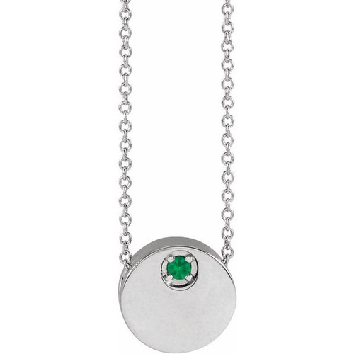 Sterling Silver Natural Emerald 16-18" Necklace