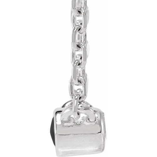 Platinum Cabochon Natural Black Onyx Bezel-Set 18" Necklace