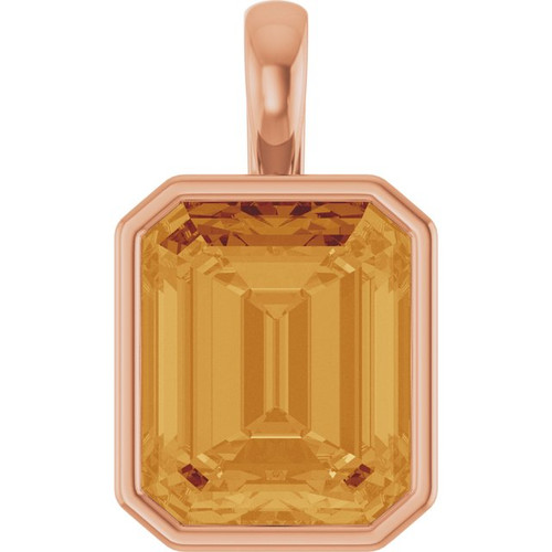 14K Rose Natural Citrine Pendant