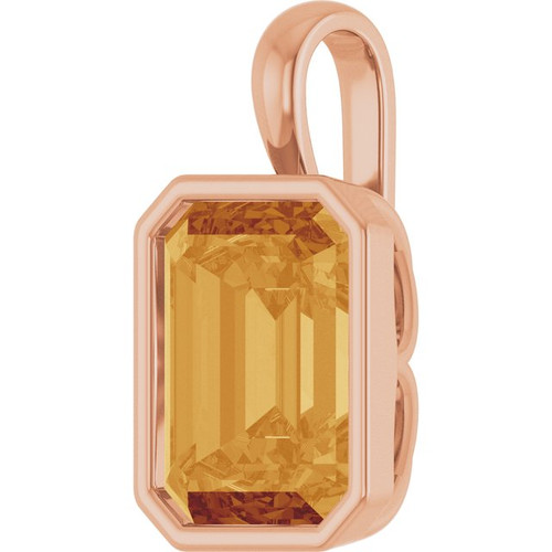 14K Rose Natural Citrine Pendant