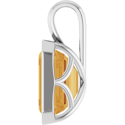 14K White Natural Citrine Pendant