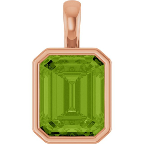 14K Rose Natural Peridot Pendant