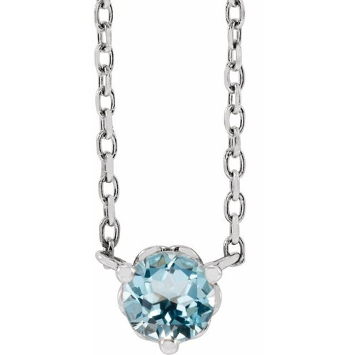 Sterling Silver Natural Sky Blue Topaz Solitaire 18" Necklace