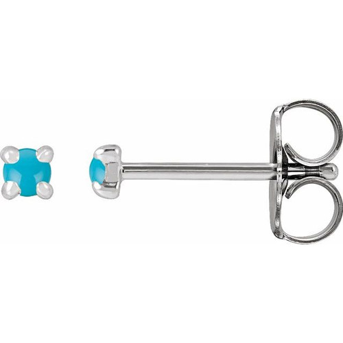 Sterling Silver Cabochon Natural Turquoise 4-Prong Claw Earrings