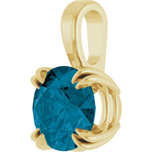 14K Yellow Natural London Blue Topaz Pendant