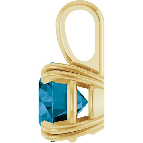 14K Yellow Natural London Blue Topaz Pendant