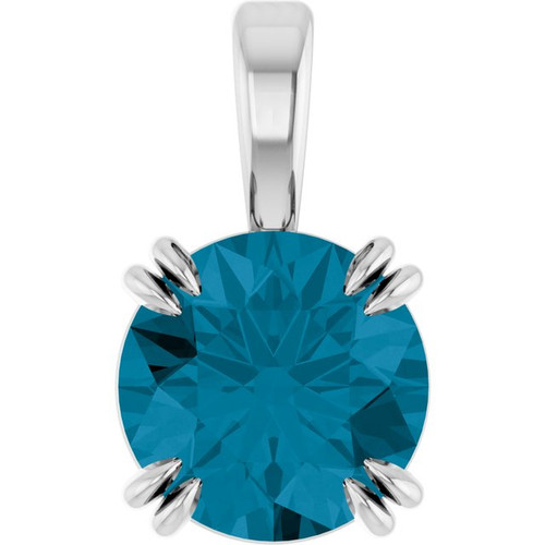 14 Karat White Gold Natural London Blue Topaz Gemstone Pendant | $565