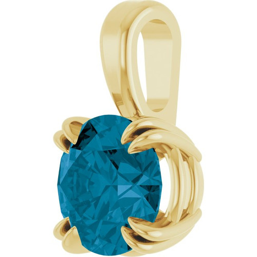 14K Yellow Natural London Blue Topaz Pendant
