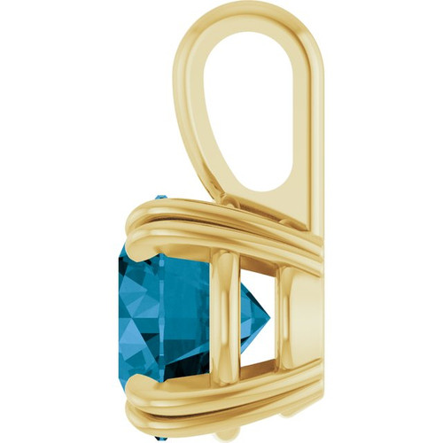 14K Yellow Natural London Blue Topaz Pendant