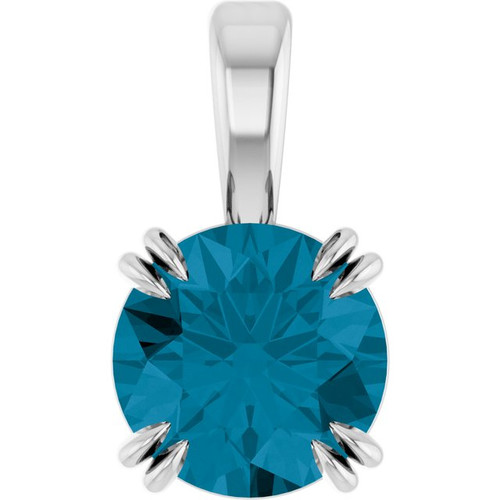 Platinum Natural London Blue Topaz Pendant