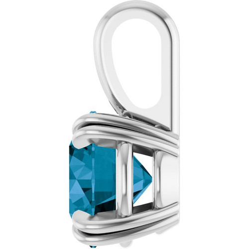 Platinum Natural London Blue Topaz Pendant