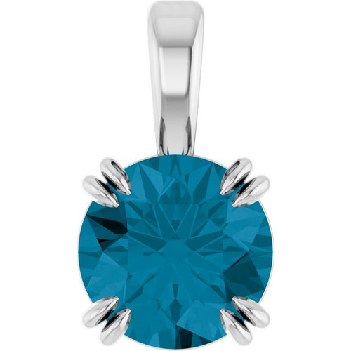 Platinum Natural London Blue Topaz Pendant