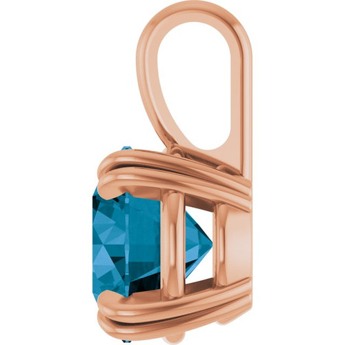 14K Rose Natural London Blue Topaz Pendant