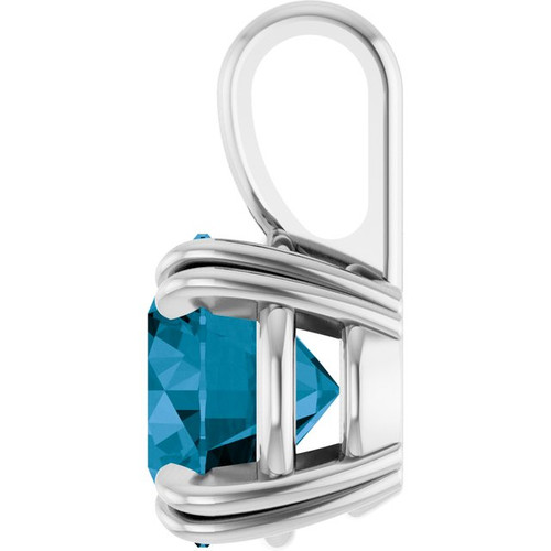 Platinum Natural London Blue Topaz Pendant