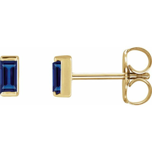 14K Yellow Lab-Grown Blue Sapphire Earrings