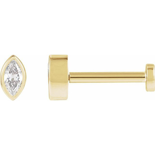 14K Yellow .05 CT Natural Diamond Press Fit Back Stud Earring