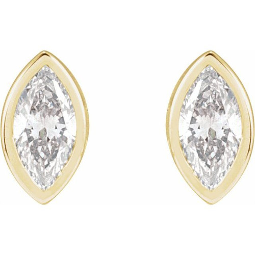 14K Yellow .05 CT Natural Diamond Press Fit Back Stud Earring