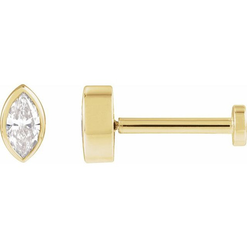 14K Yellow .07 CT Natural Diamond Press Fit Back Stud Earring