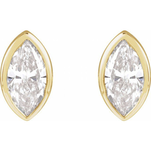 14K Yellow .07 CT Natural Diamond Press Fit Back Stud Earring