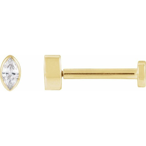 14K Yellow .03 CT Natural Diamond Press Fit Back Stud Earring