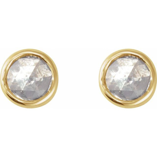 14K Yellow .04 CT Rose-Cut Natural Diamond Press Fit Back Stud Earring