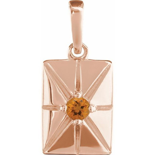 14K Rose Natural Citrine Pendant