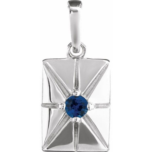 Platinum Lab-Grown Blue Sapphire Pendant