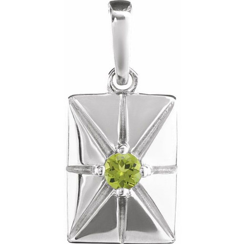Platinum Natural Peridot Pendant