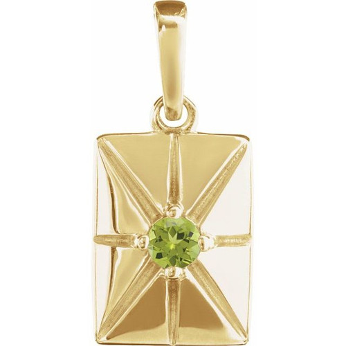 14K Yellow Natural Peridot Pendant