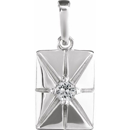 14K White Natural White Sapphire Pendant