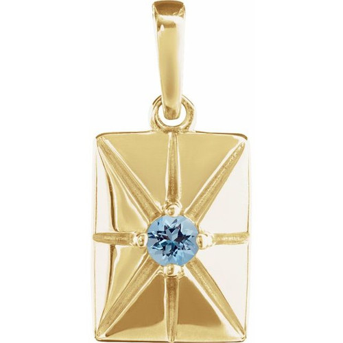 14K Yellow Natural Aquamarine Pendant