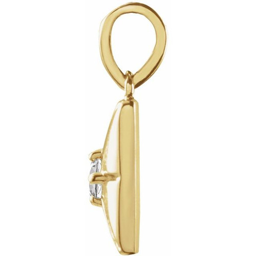 14K Yellow Natural White Sapphire Pendant