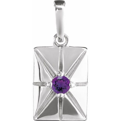 14K White Natural Amethyst Pendant