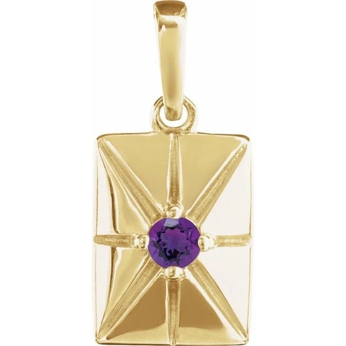 14K Yellow Natural Amethyst Pendant