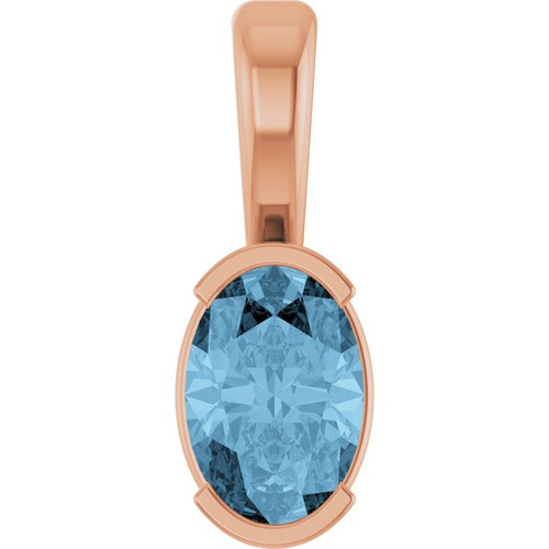 14K Rose Natural Sky Blue Topaz Pendant