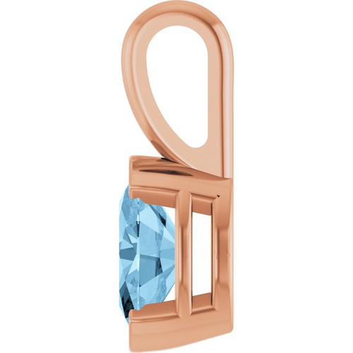 14K Rose Natural Sky Blue Topaz Pendant