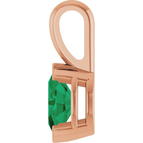 14K Rose Lab-Grown Emerald Pendant