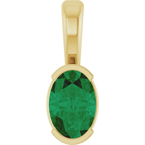 14K Yellow Lab-Grown Emerald Pendant